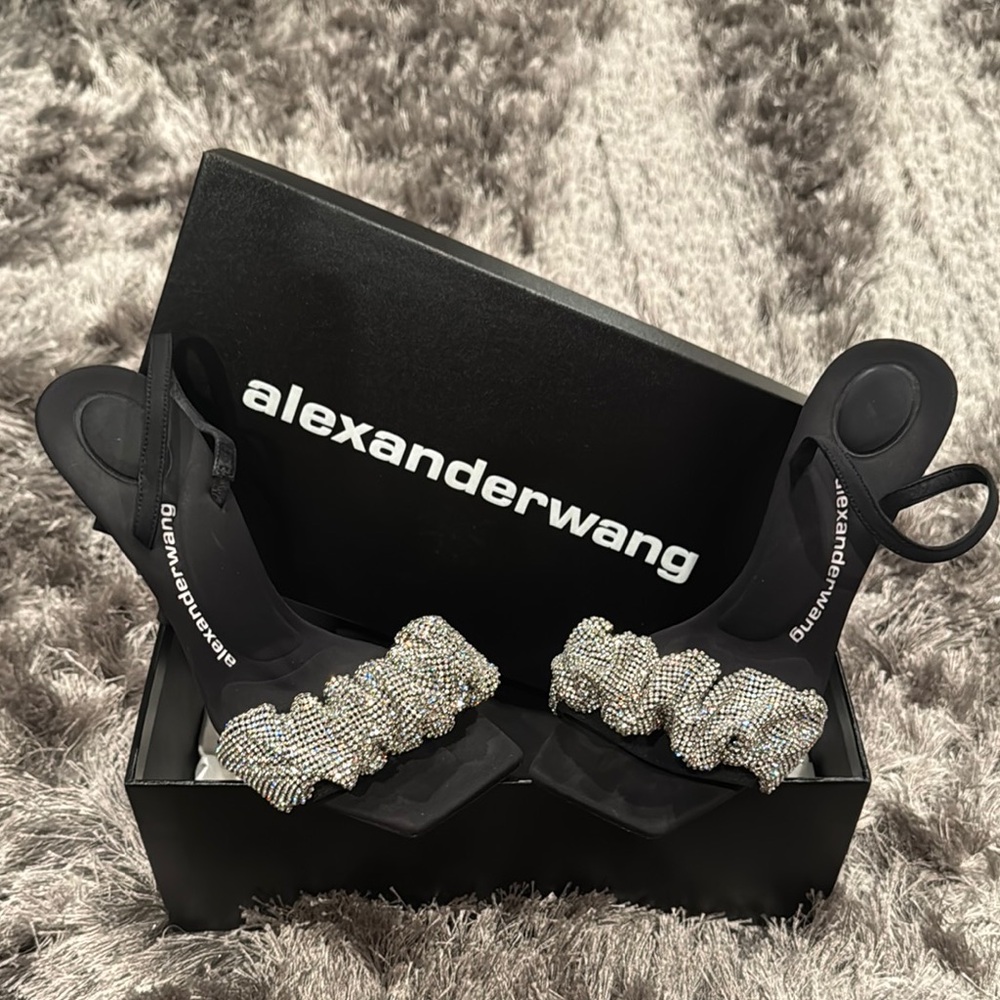 Alexander Wang Black Sandals with Silver Embellishments